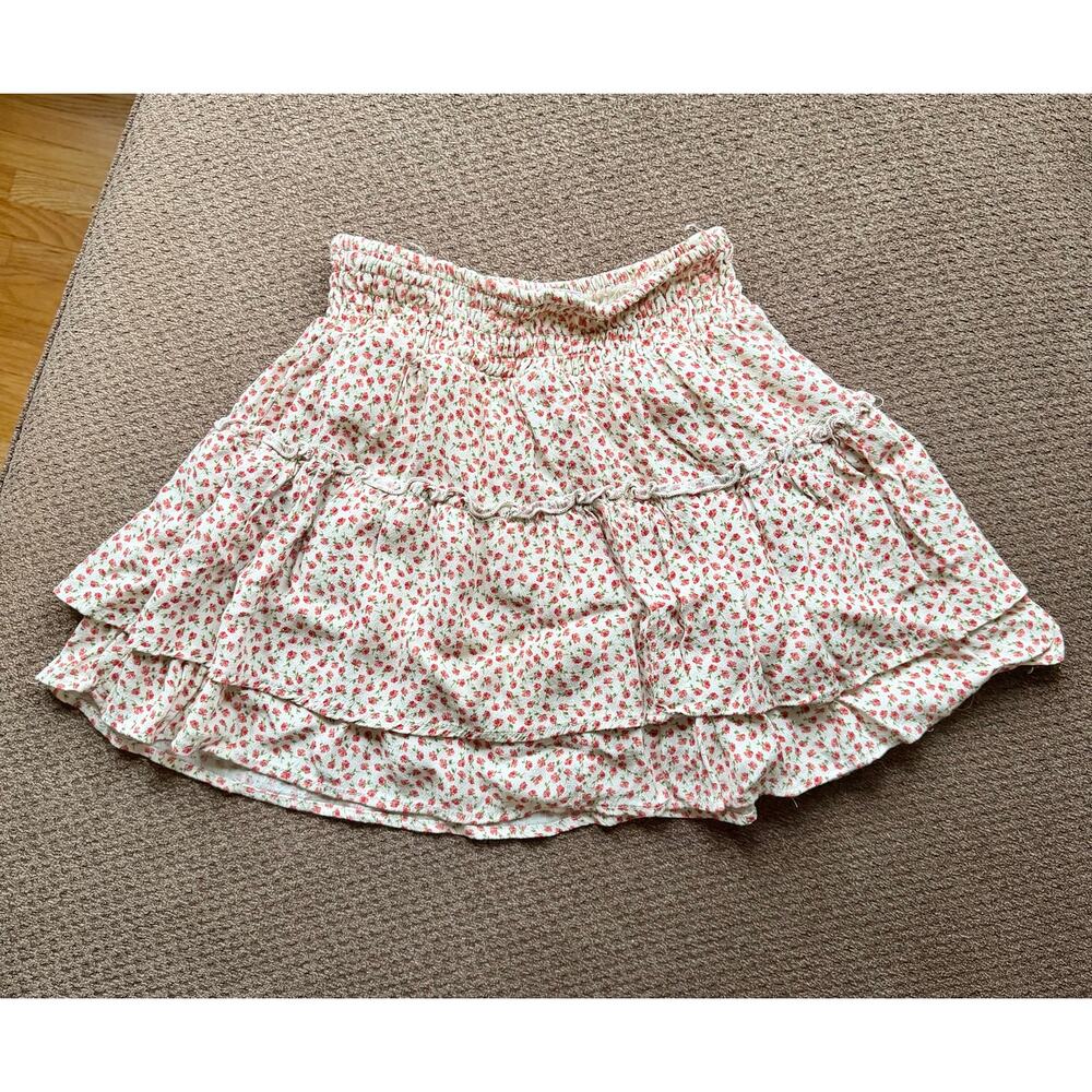 Sienna Sky Cottagecore Floral Ruffle Y2K Medium Mini Skirt
